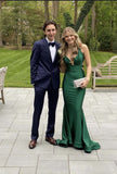 Simple Mermaid Green Backless Long Prom Dresses Formal Dress HZ1022