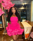 Sexy Sheath Strapless Pink Short Homecoming Dress HZ1022