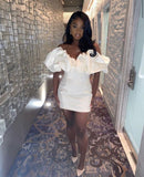Sexy Sheath Off The Shoulder White Short Homecoming Dress HZ1022