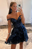 Off the Shoulder Sheer Corset Tiered Ruffles Homecoming Dress HZ1022