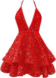 Short Homecoming Dress Sparkly Glitter Sequins A Line Mini Homecoming Dresses HZ1022