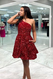 Simple A line Short Royal Blue Sequins Homecoming Dress HZ1022