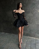 Sparkly Sheer Fully Sequined Lace Applique Homecoming Dress HZ1022