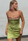 Cute Sheath Straps Short Green Homecoming Dresses HZ1022