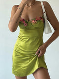 Cute Sheath Straps Short Green Homecoming Dresses HZ1022