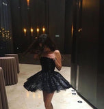 Cute A Line Strapless Short Black Homecoming Dresses HZ1022