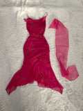 Beautiful A line Spaghetti Straps Pink Chiffon Prom Dress HZ1022