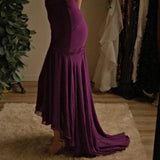 Beautiful Sheath Spaghetti Straps Grape Chiffon Prom Dress With Beads HZ1022