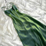 Beautiful A Line Spaghetti Straps Green Long Prom Dresses Evening Gowns HZ1022