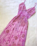 Beautiful A Line Spaghetti Straps Pink Long Prom Dresses Backless Tulle Evening Gowns HZ1022