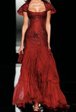Classy Mermaid U Neckline Short Sleeves Burgundy Long Prom Dresses Evening Gowns HZ1022