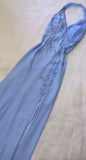 Pretty A Line Halter Blue Slit Chiffon Prom Dresses Long Evening Gowns HZ1022