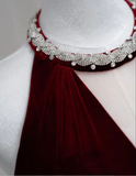 Modest Mermaid Scoop Neckline Burgundy Velvet Long Party Dress Prom Dress HZ1022