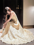 Pretty A Line Spaghetti Straps Lace Satin Prom Dresses Evening Gowns HZ1022
