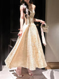 Pretty A Line Spaghetti Straps Lace Satin Prom Dresses Evening Gowns HZ1022
