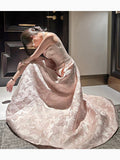 Pretty A Line Spaghetti Straps Pink Lace Satin Prom Dresses Evening Gowns HZ1022