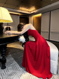 Pretty A Line Spaghetti Straps Red Knee Length Prom Dresses Evening Gowns Birthday Dress HZ1022