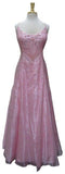 Chic A Line Spaghetti Straps Pink Long Evening Dress Beads Long Prom Dresses HZ1022