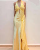 Chic Mermaid Spaghetti Straps Pink Satin Evening Dress Long Prom Dresses HZ1022
