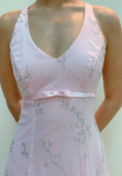 Chic A line V Neckline Pink Chiffon Evening Dress Long Prom Dresses HZ1022