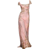 Chic A Line Square Neckline Flowers Chiffon Evening Dress Long Prom Dresses HZ1022