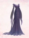 Chic Mermaid Jewel Neckline Grape Chiffon Evening Dress Long Prom Dresses HZ1022