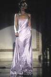 Pretty Sheath Spaghetti Straps Lilac Floor Length Evening Dress Slit Prom Dresses HZ1022