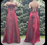 Pretty A Line Strapless Red Floor Length Evening Dress Tulle Prom Dresses HZ1022