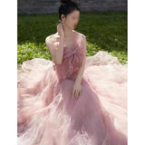 Sexy Ball Gown Spaghetti Straps Pink Tulle Evening Dress Prom Dresses HZ1022