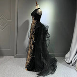 Sexy Mermaid Scoop Neckline Black Sequin Floor Length Prom Dresses HZ1022