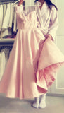 A line Spaghetti Straps Pink Satin Evening Dress Party Dress Prom Dress HZ1022