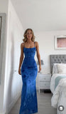 Sexy Mermaid Spaghetti Straps Royal Blue Long Evening Dress Party Dress Prom Dress HZ1022