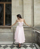 Modest A line Spaghetti Straps Pink Satin Prom Dresses Birthday Outfits HZ1022