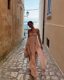 Sexy High Low Sweetheart Pink Chiffon Long Prom Dress Birthday Outfits With Ruffles HZ1022