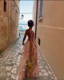 Sexy High Low Sweetheart Pink Chiffon Long Prom Dress Birthday Outfits With Ruffles HZ1022