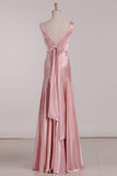 Vintage Mermaid V Neckline Pink Satin Long Prom Dresses Party Evening Dress HZ1022