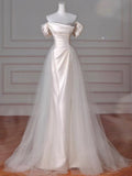 Vintage Sheath Off The Shoulder Satin Long Prom Dresses Party Evening Dress HZ1022