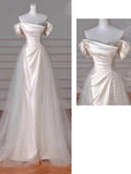 Vintage Sheath Off The Shoulder Satin Long Prom Dresses Party Evening Dress HZ1022