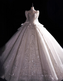 White long-sleeved elegant heavy luxury high-end texture and ground palace style wedding dress HZ1022