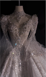 White long-sleeved elegant heavy luxury high-end texture and ground palace style wedding dress HZ1022