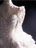 White long-sleeved elegant heavy luxury high-end texture and ground palace style wedding dress HZ1022