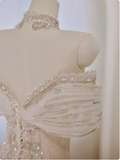 Princess French one-shoulder light luxury niche high-end high-quality texture floor-length wedding dress HZ1022