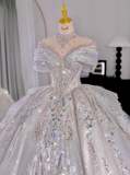 White princess French style high-end texture heavy luxury floor-length wedding dress HZ1022