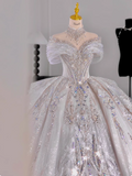 White princess French style high-end texture heavy luxury floor-length wedding dress HZ1022