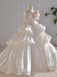 White French elegant satin high-quality texture heavy-duty luxury floor-length wedding dress HZ1022