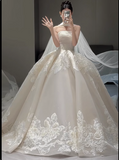 White French style tube top embroidered simple light wedding dress HZ1022