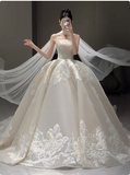 White French style tube top embroidered simple light wedding dress HZ1022
