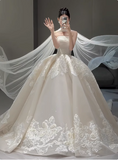 White French style tube top embroidered simple light wedding dress HZ1022
