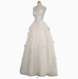 White Strapless Satin A-Line Bow Simple Light Wedding Dress HZ1022