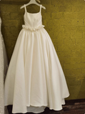White satin spaghetti straps simple wedding dress HZ1022